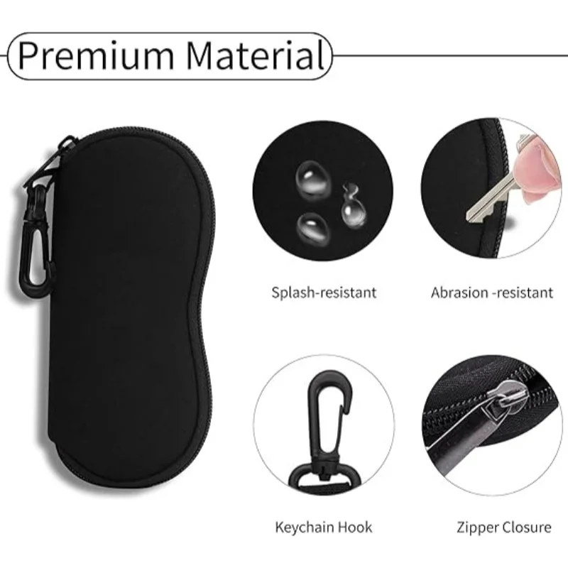 1/2/3/4 PCS Soft Shell Glasses Case, Neoprene Material, Lightweight, Sturdy & Durable with Soft Inner Lining