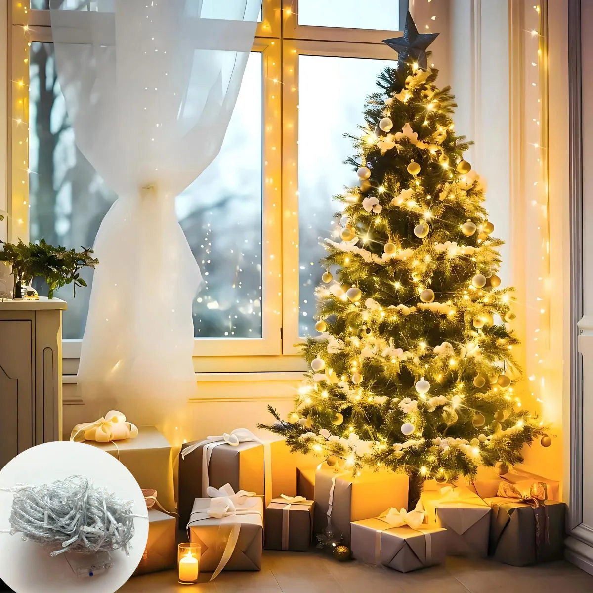 1 Piece 100Led/200Led USB Power Supply, 8 Function Flashing Led String |   Indoor and Outdoor Decoration Multi-Purpose |   Energy Saving and Flexible Fairy Lights |   Ideal for Christmas, Halloween, and Wedding |   Warm Light Atmosphere Lighting, Holiday Decoration |   Warm Lighting |   Decorative Lights