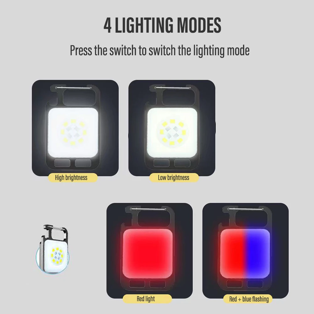 

D9 COB Keychain MINI Flashlight edc Charging Lamp Camping Fishing Lights with Magnet 4 Lighting Modes Working Lantern Torch Lamp