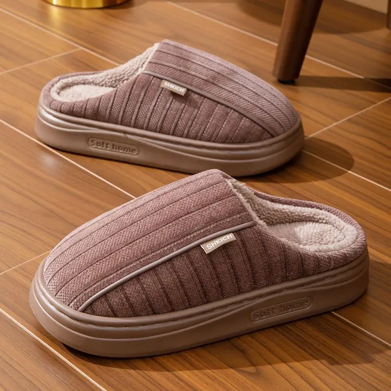 Men Winter Slippers Non Slip Fleece Lined Warm Indoor Cotton Plush House Shoes Thick Sole Cozy Home 2026
