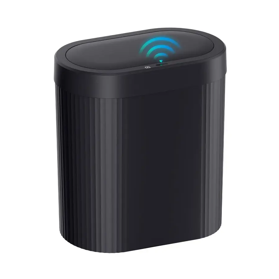

Gallon Bathroom Trash Can with Lid, Automatic Motion Sensor Black Trash Can, Touchless Slim Waterproof Garbage Bin for Kitchen,