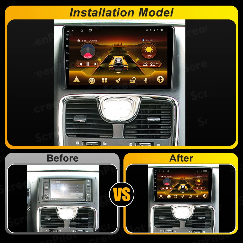 لكرايسلر جراند فوياجر 5 2011-2014 2015 أندرويد 15 راديو السيارة الوسائط المتعددة مشغل فيديو نظام تحديد المواقع والملاحة بلوتوث 7/9/10 بوصة 5G #6