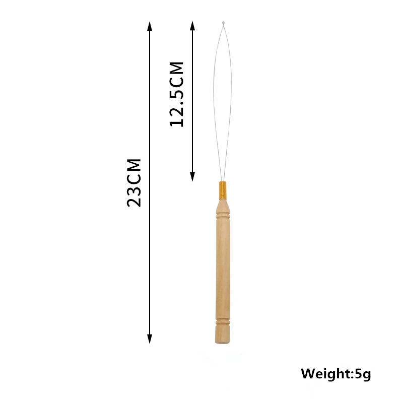 1/2/5PCS Wooden Crochet Pulling Hook Loop Bead Device Tool Kits for Hair Extensions for silicone microlink beads and feathers image 5
