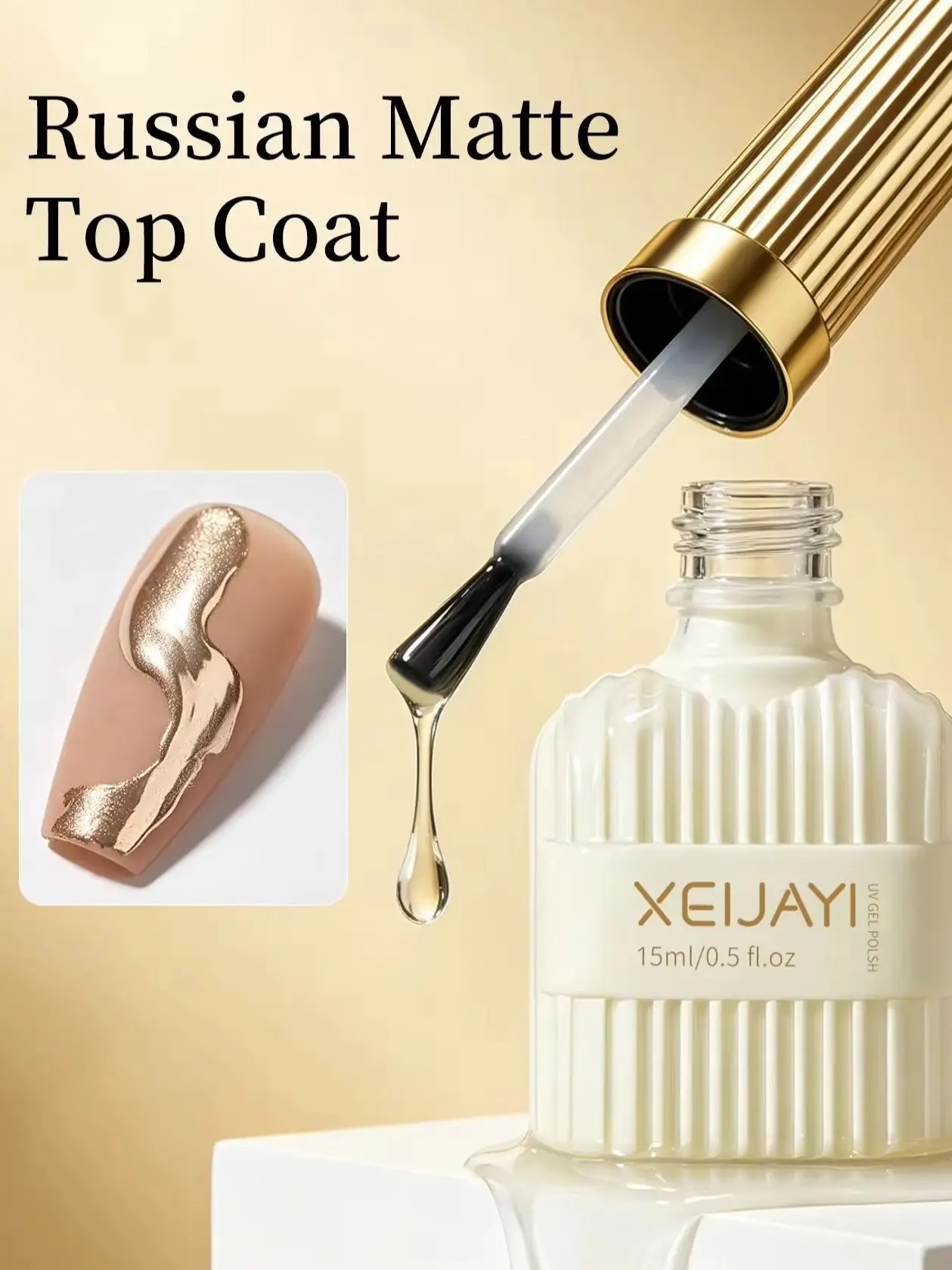 XEIJAYI 1 Stück/3/5 Stück 15ml Russischer Matter Gummi-Top-Coat Gel-Nagellack UV-Siegel Neon-Kunstdesign Matter Base-Coat Gel Beliebtes Gel