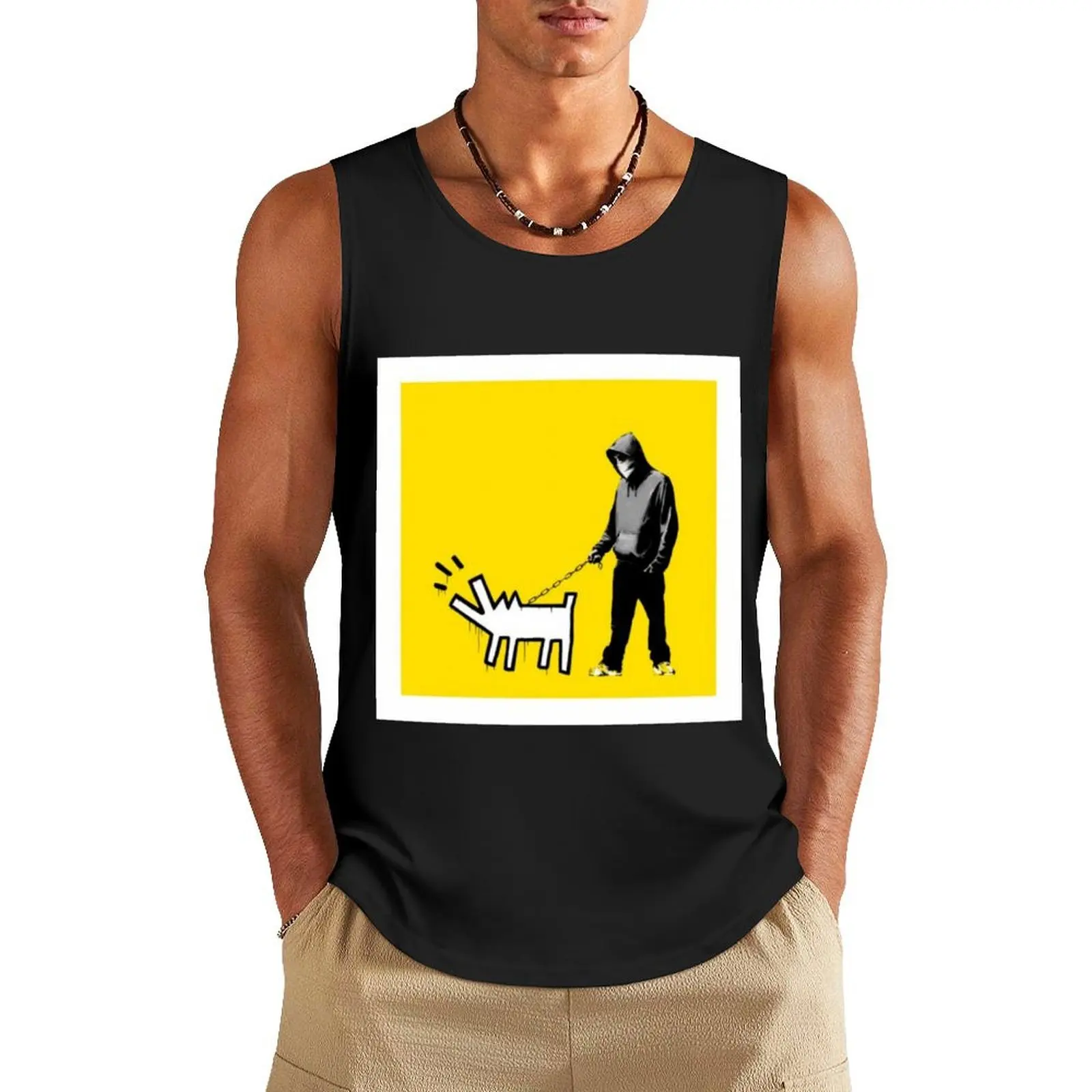 

Banksy Choose Your Weapon Yellow Tank Top t-shirts for men Men's clothing brands Clothing fitness clothing for men