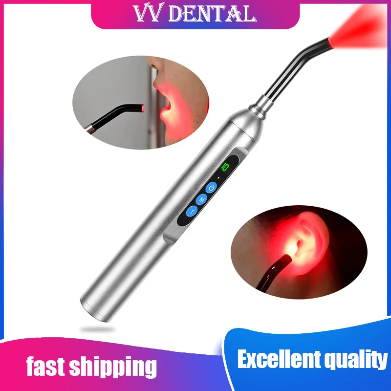 

VVDental Red Light Therapy for Cold Sore and Canker Sore For Pain Relief Skincare Wand Infrared Therapy Machine Stainless Steel