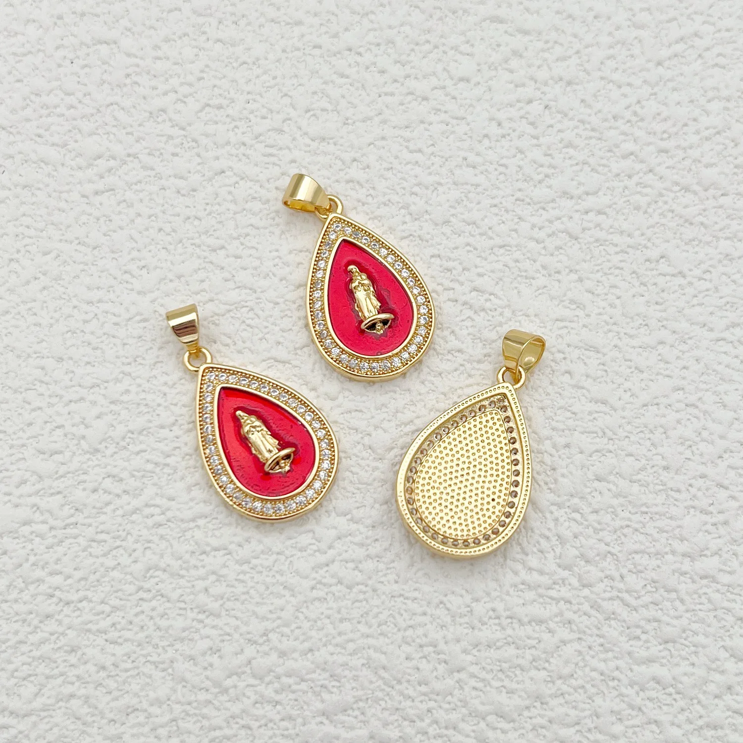 5 Pieces European and American Red Virgin Mary Cross Pendant Accessories DIY Pearl Necklace Jewelry Making Materials Wholesale