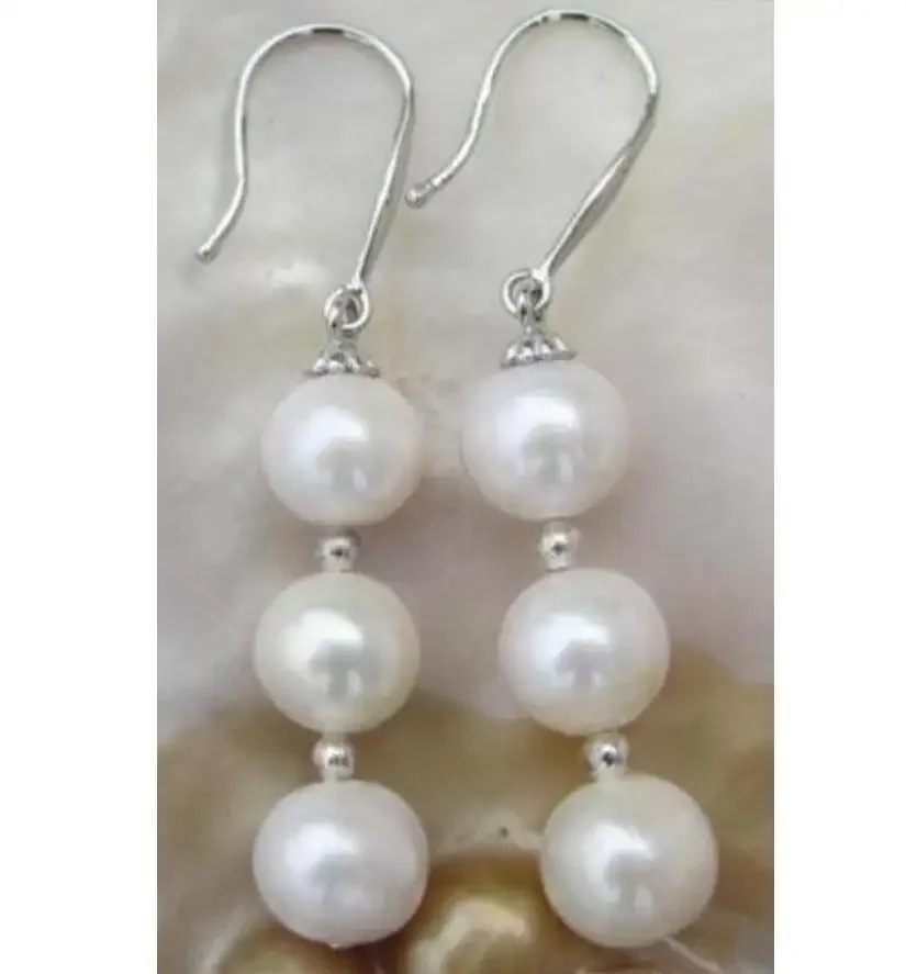 

благородные украшения, круглые висячие серьги с белым жемчугом Южного моря Австралии