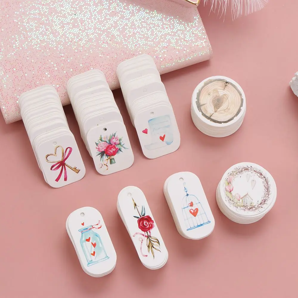 

50PCS DIY Garment Gift Wrapping Kraft Paper Hang Tags Paper Labels Valentine's Day Label Kraft Tag