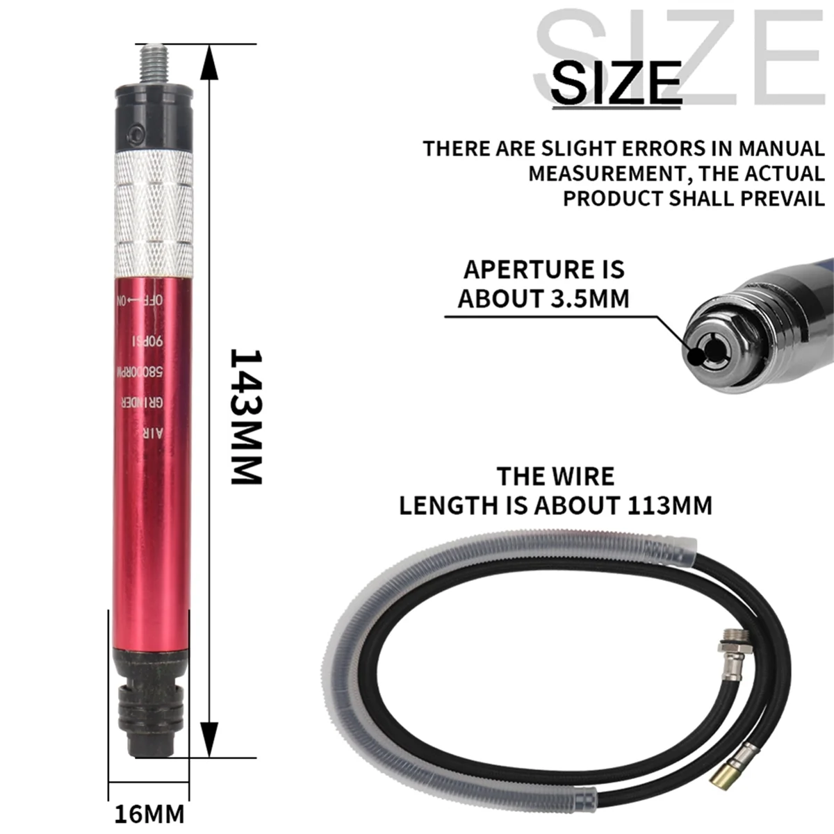 AA25 High-Speed Air Micro-Type Die Grinder Pencil Mini Polishing Grinding Engraving Machine for Wood Jewelry Pneumatic Tool