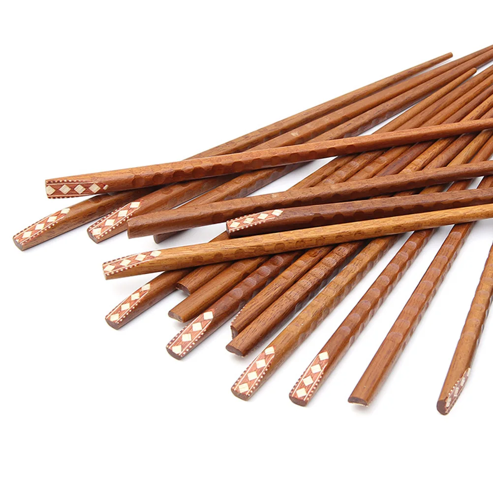 

5 Pairs Tableware Solid Wood Colorful Chopsticks Reusable Home Stainless Steel Wooden