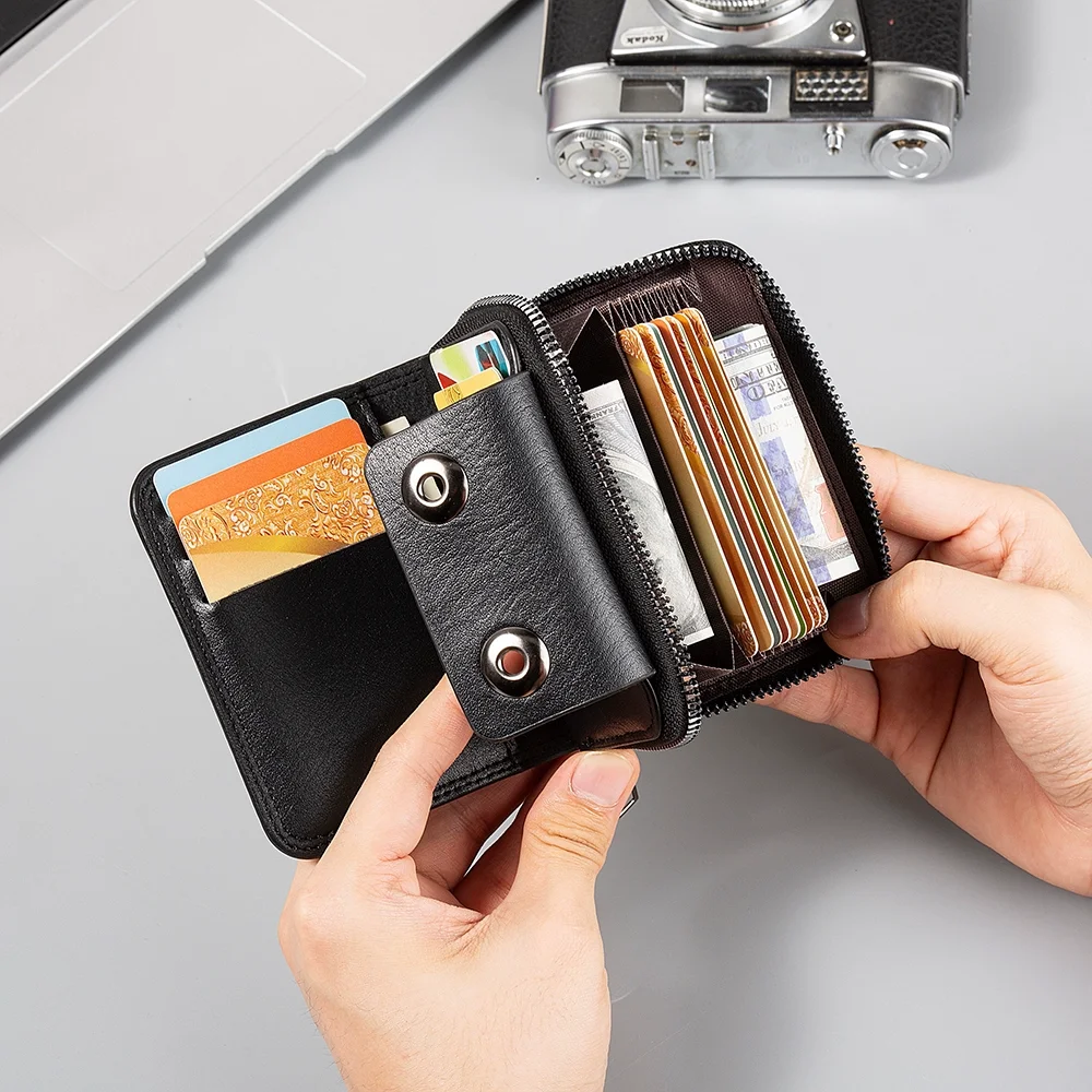 

Роскошный мужской короткий кошелек в стиле ретро с несколькими отделениями, стильный кошелек на молнии с несколькими отделениями и пряжкой, многофункциональная мужская сумка для денег