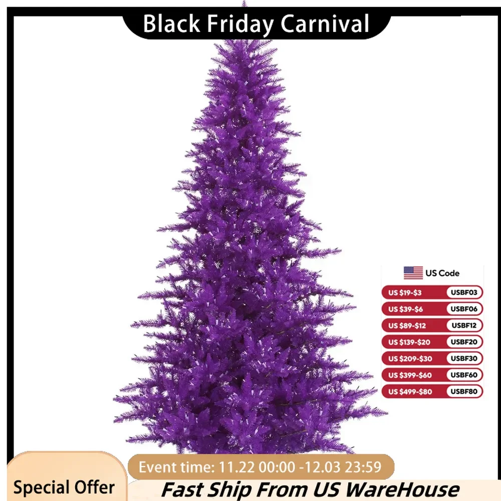 9-foot Purple Fir Artificial Christmas Tree, Unlit - Imitation Fir Christmas Tree - Seasonal Indoor Home Decoration