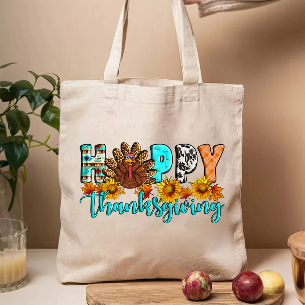 Happy Thanksgiving Women's Handbags Happy Thanksgiving Turkey Tote Bag's Pumpkin Season Women's Handbag's Thanksgiving Lady Bags image 3