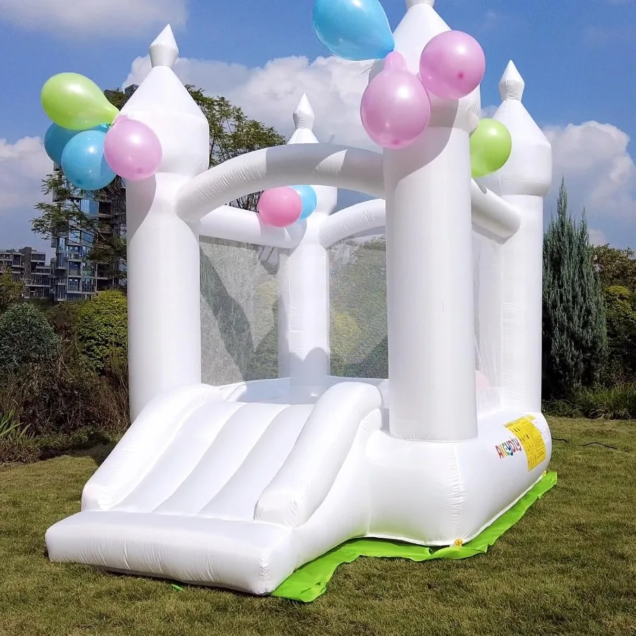

White Inflatable Bounce House for Small Bouncer with Slide Inflatable Jumping Bouncy Castle for Girls Birthday Party Wedding Gi