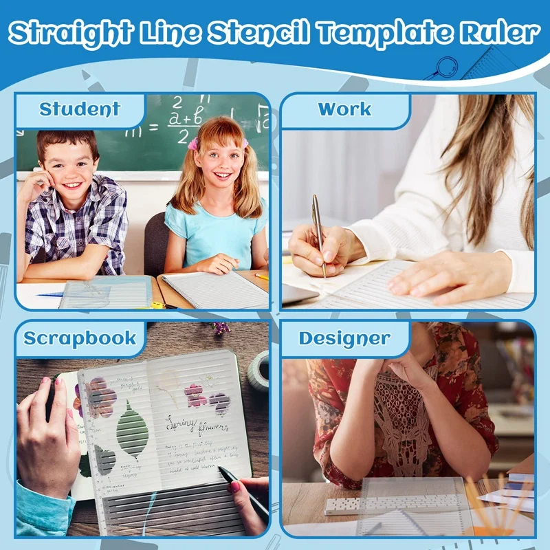 2 Pcs Plastic Straight Line Stencil Template For Journaling