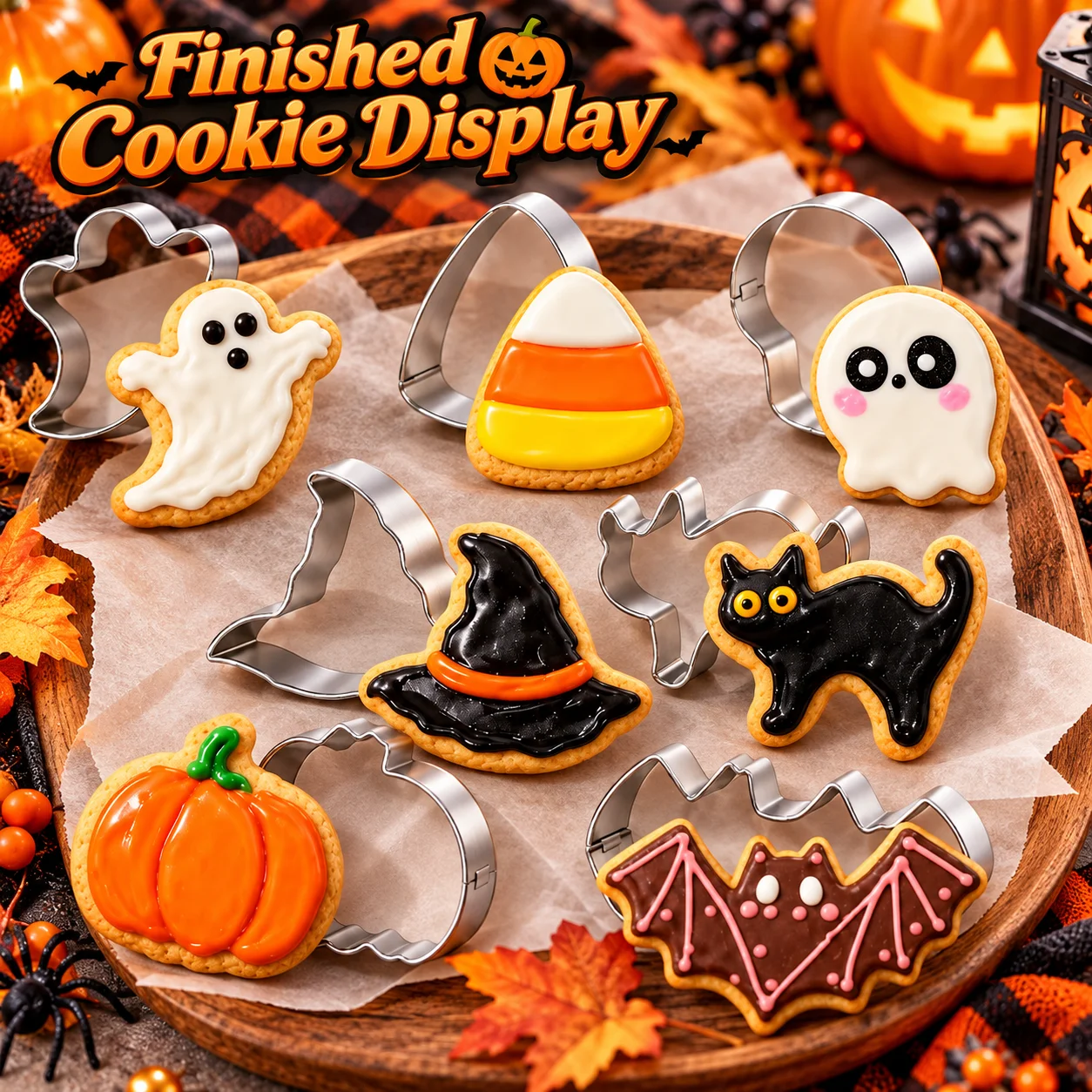 7-teiliges Halloween-Ausstechformen-Set, lebensmittelechter Edelstahl, Kürbis-, Geister-, Fledermaus- und Totenkopfformen, glatte Kanten, für DIY-Backen zu Hause – Detail 4