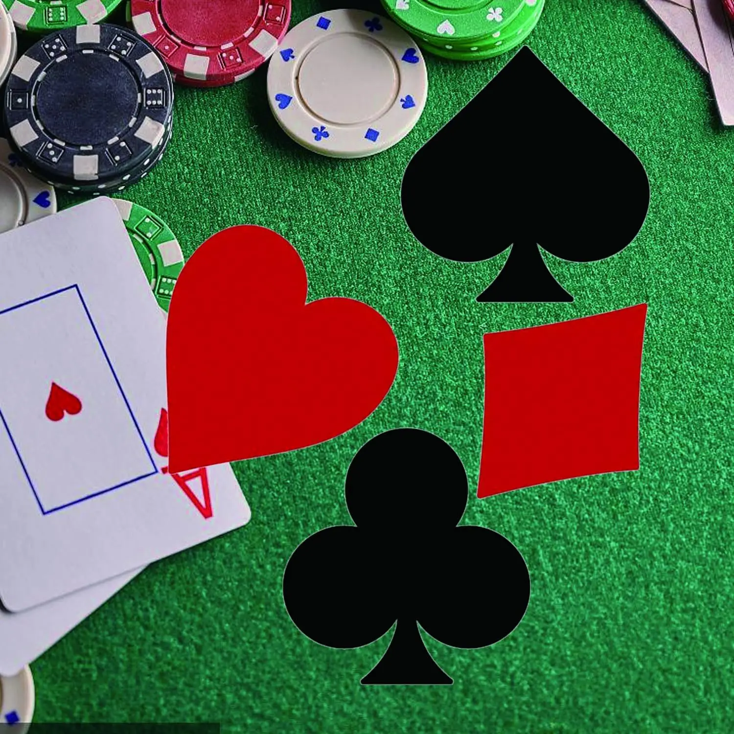 

48 упаковок вырезов для вечеринок в казино, 4 × 4 дюйма, вырезы для игральных карт в Лас-Вегасе, бумажные принадлежности для вечеринок для игры в казино, тематическая часть дня рождения