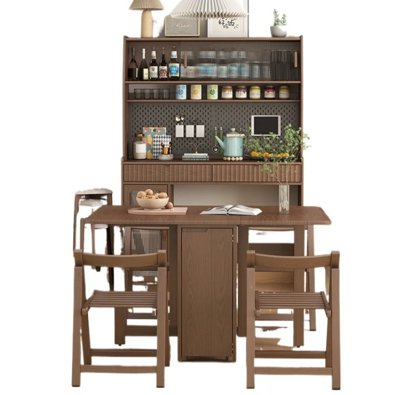 

Solid wood dining side cabinet and dining table are integrated, modern simple storage cabinets against the wall