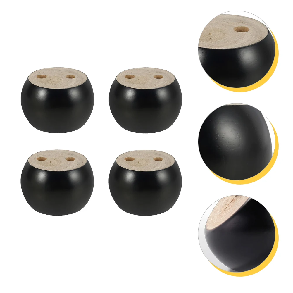 

4Pcs Wood Furniture Legs Round Sofa Supporting Feet Wooden Bun Feet for Couch Cabinet Wood Furniture Legs