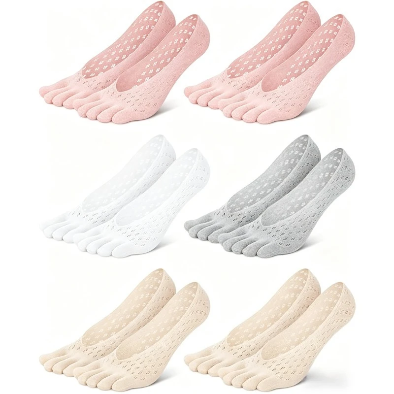 Lightweight, comfortable and breathable mesh five-toe socks for spring and summer. Low-cut, invisible inner lining socks. Sweat-