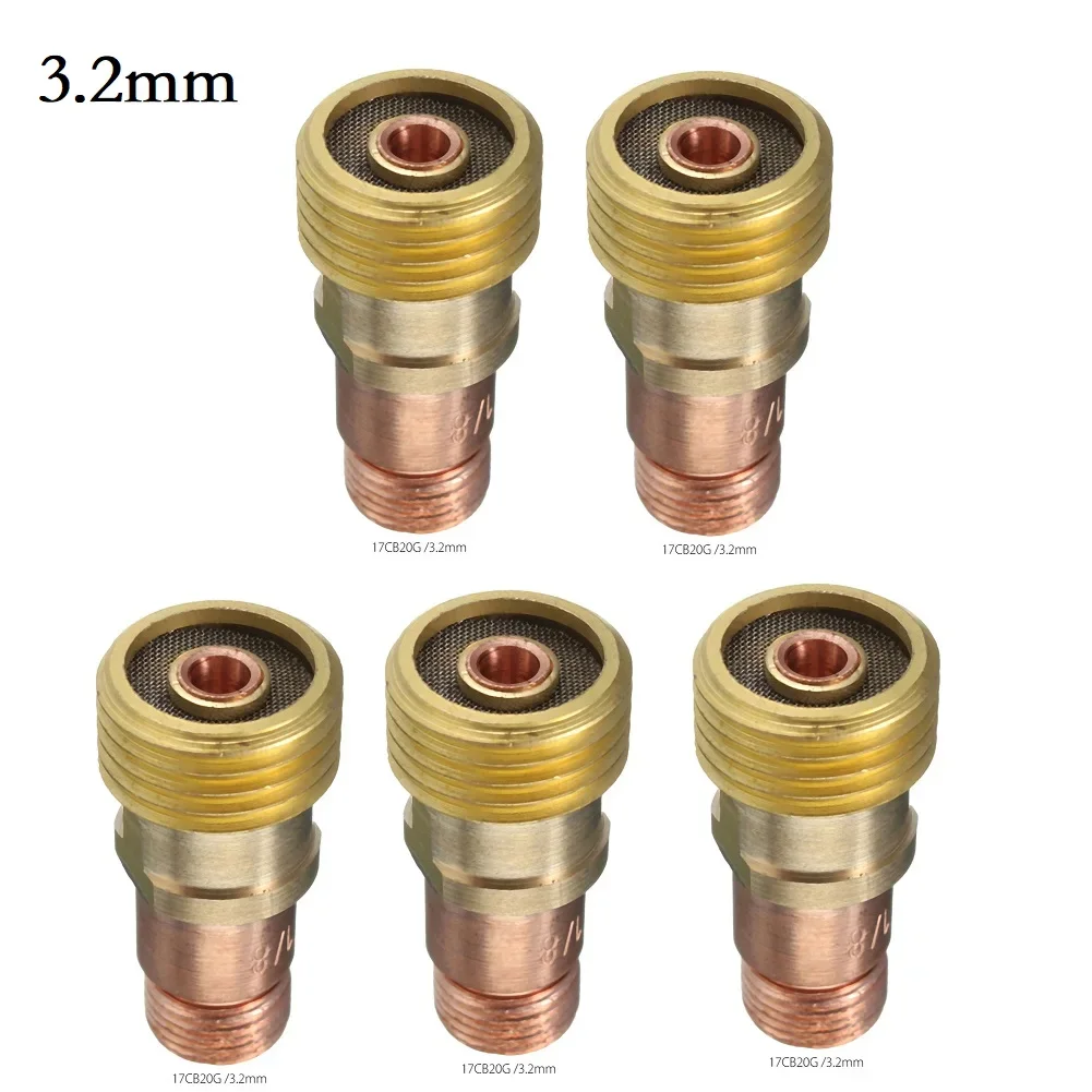 

5PCS Brass Collets Body Gas Lens Connector With Mesh For TIGWP PTA DB SR WP 17 18 26 Torch Welding Accessories