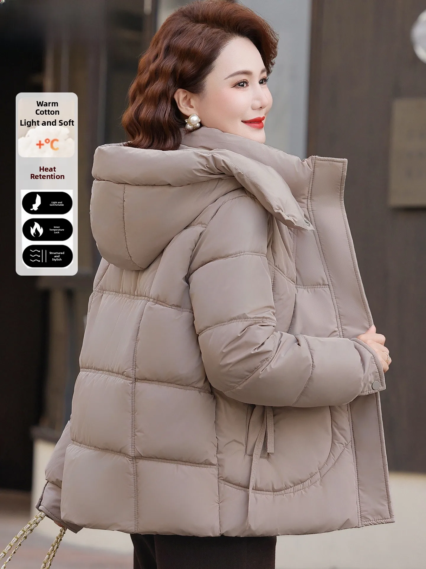 

Warmth Faionable ort down Cotton Jaet for Middle-Aged And ly Women Winter Outerwear Coat Sli And Ele