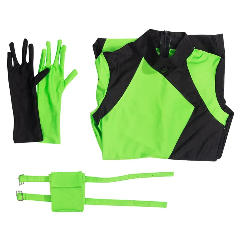 Shego cosplay fantasia dos desenhos animados cosplay anime traje disfarce feminino luvas perna saco macacão halloween roleplay roupas