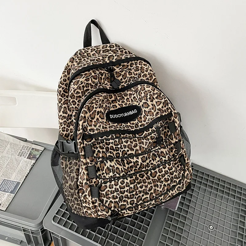 Lolita Leopard print Anime Backpack Shoulder Bag Handbag Computer Black Messenger Cartoon Zipper Crossbody Bag