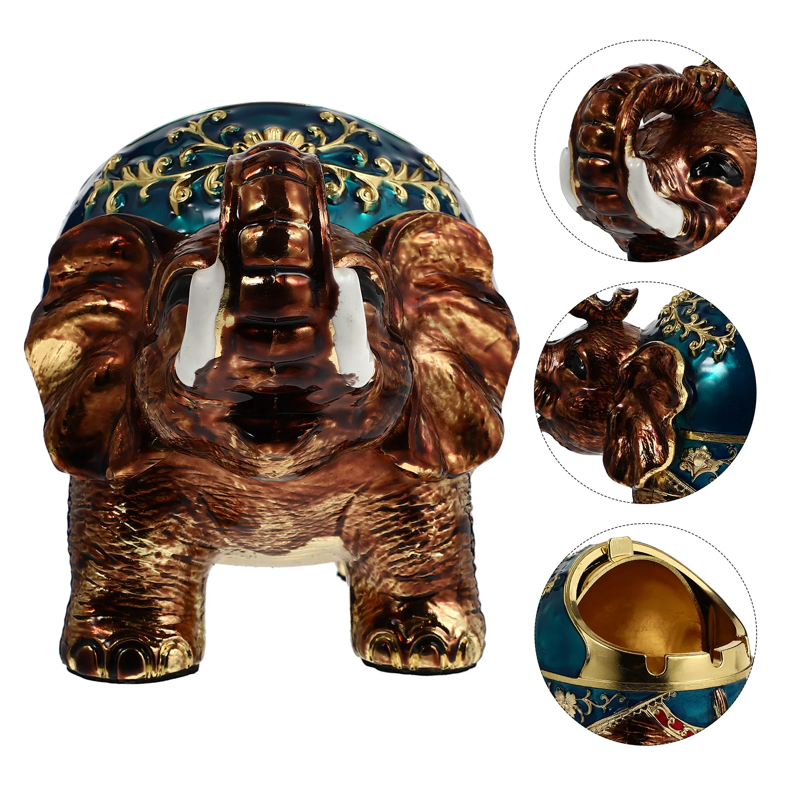 

Elephant Ashtray Zinc Alloy Cigarette Holder Retro Style Vintage Design Home Office Decor Smoke Accessories Animal Shape