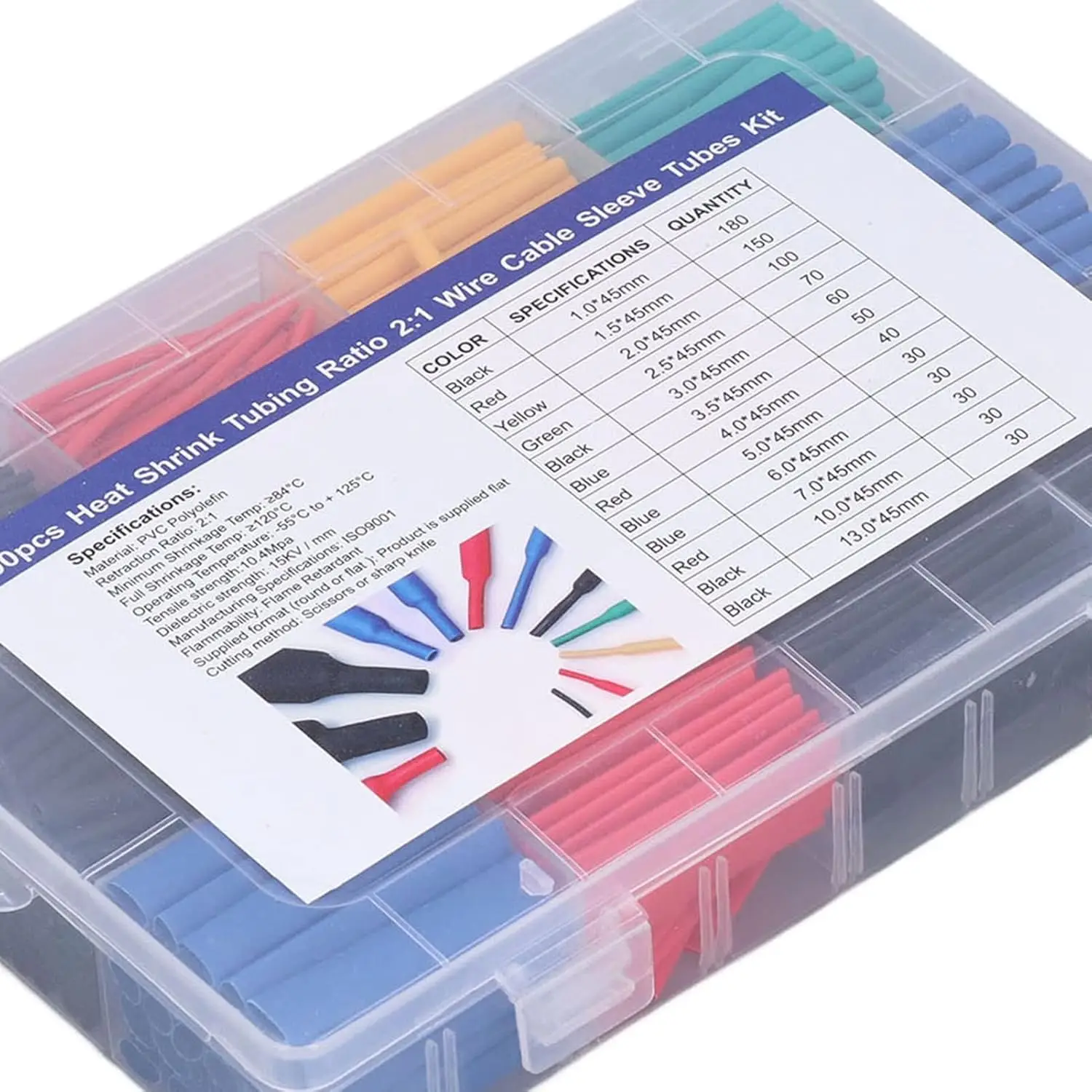 800PCS Heat Shrink Tubing 2:1 Electrical Wire Cable Wrap Assortment Electric Insulation Heat Shrink Tube Kit