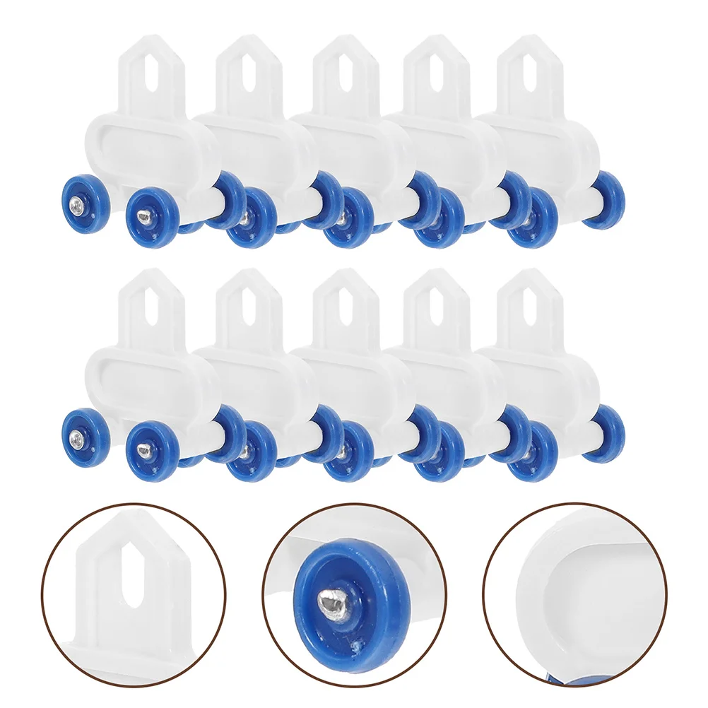

10Pcs Plastic Mini Four-Wheel Curtain Track Rollers Silent Smooth Glide Curtain Rail Ceiling Gliders for Home Office Shower