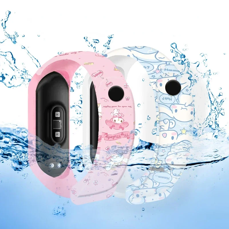 Sanrio Cinnamoroll Strap for Xiaomi Mi Band 3 4 5 6 7 Bracelet Silicone Watchband Sport Replacement Smartwatch Accessories