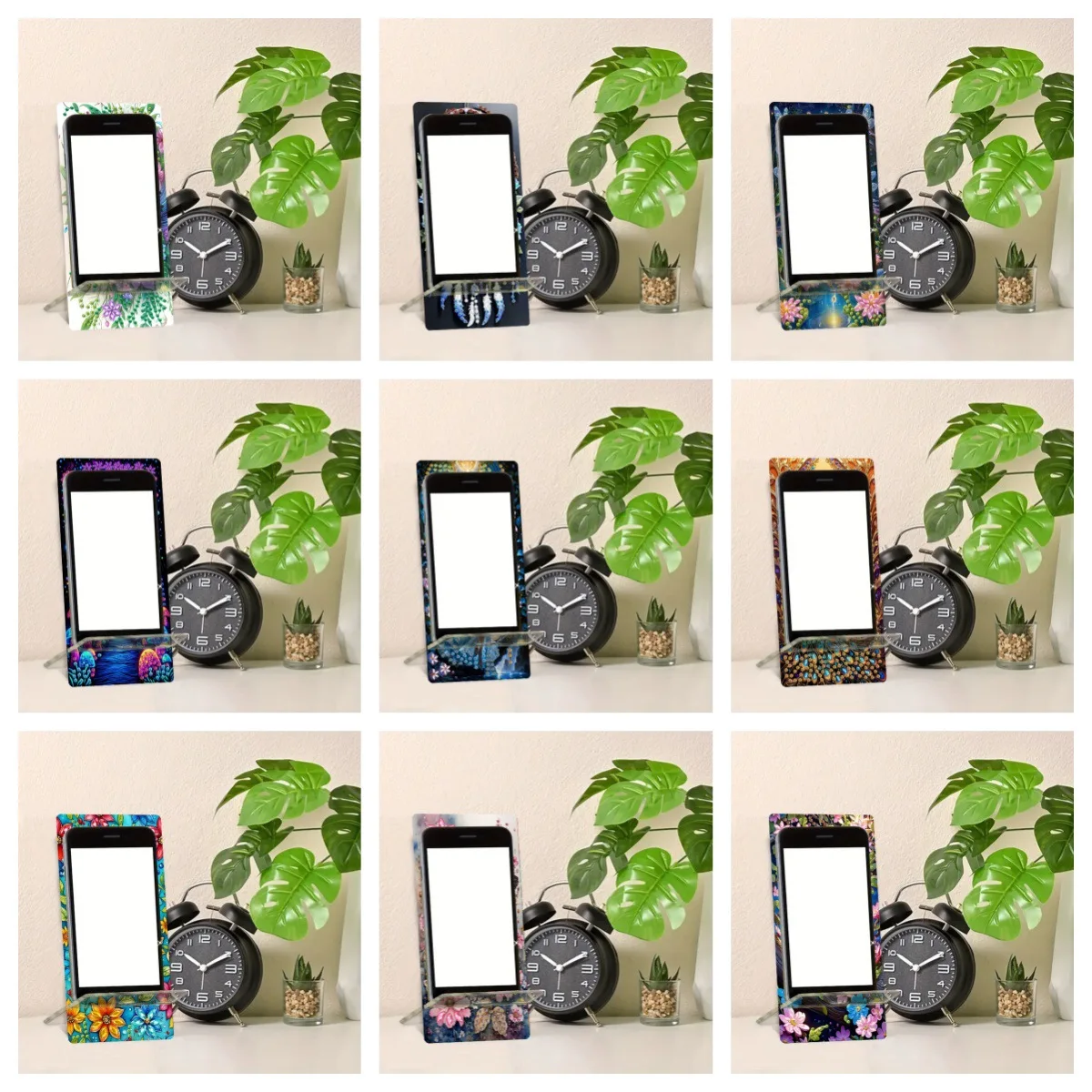 

1 Piece DIY Diamond Painting Acrylic Phone Stand with Animal & Flower Patterns - Home Decor Craft Supplies for Hot Sale