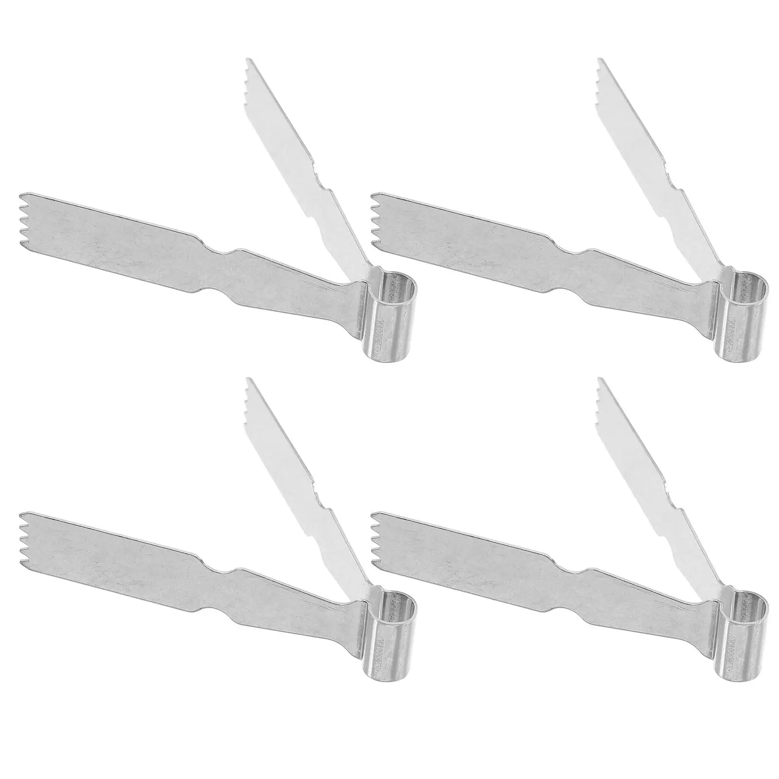 

4 Pcs Walnut Crisp Clip Tool Food Tong Bread Serving Tongs Buffet Stainless Steel Bakery Reusable Clips