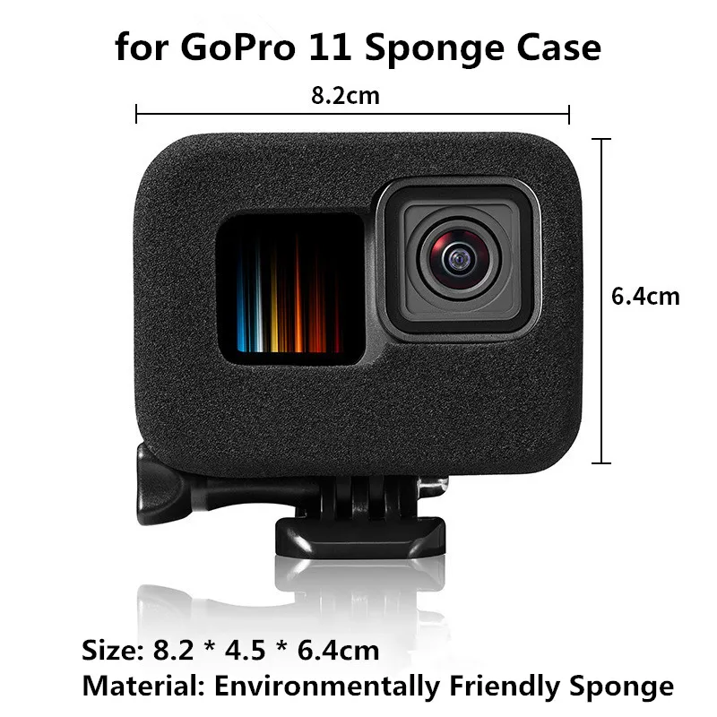 

for GoPro Hero 12 11 10 9 Windshield Wind Foam Cover Sponge Noise Reduce Black Windproof Case for GoPro 10 9 GoPro9 Accessories