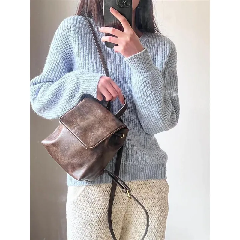 

Sophisticated, Compact, Retro American-style Brown Double-shoulder Bag. New Model for Instagram. Simple Single-shoulder Bag