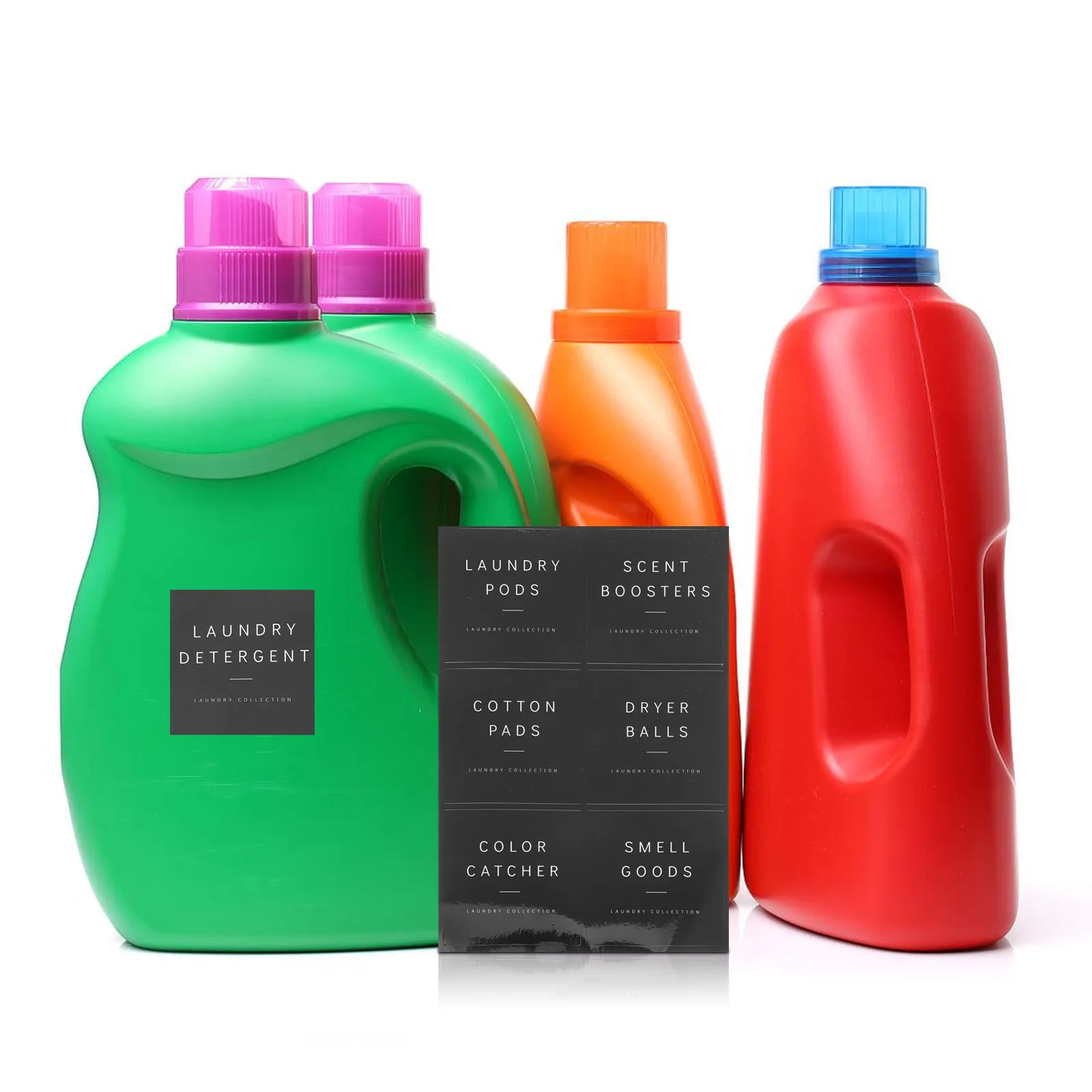 

1Set Laundry Room Stickers Waterproof Bottle Labels for Soap Dispensers Jars Containers Travel Toiletries Minimalist