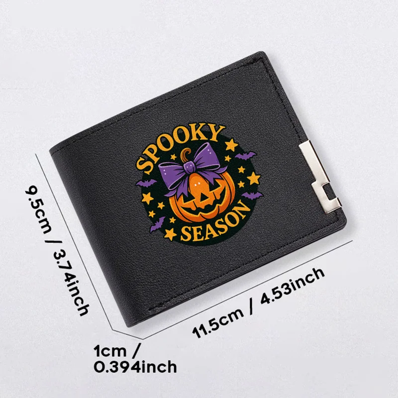 Diseño de calabaza con huecos de temporada espoluda, billetera delgada de PU para hombre, accesorios de moda para negocios duraderos y ligeros para uso diario