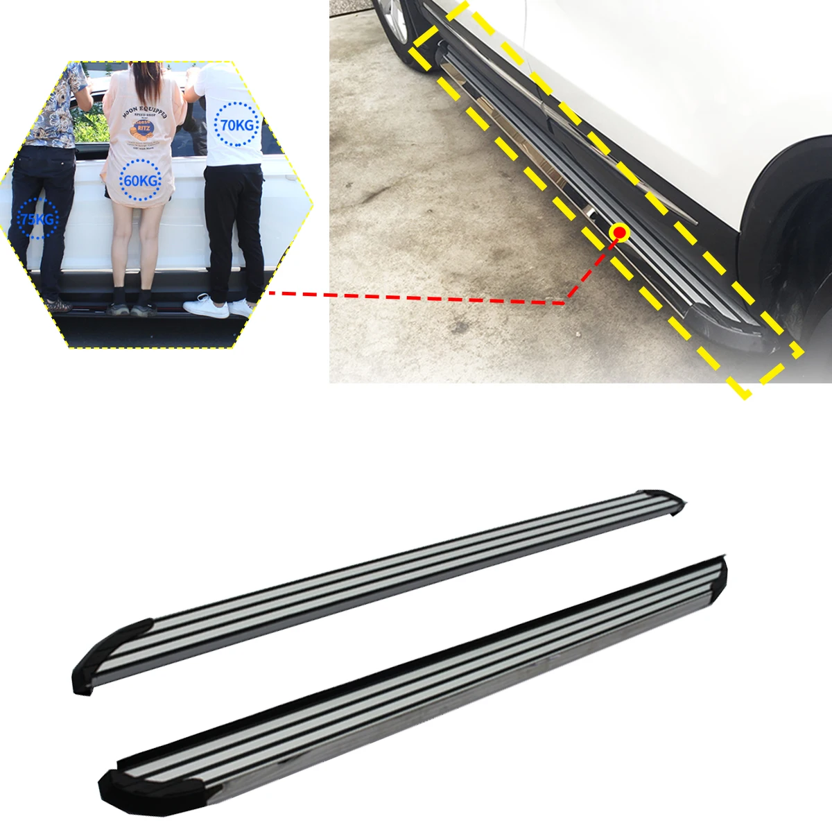 2PCS Side Step fits for Hyundai Santa Cruz 2022 2023 2024 2025 Running Board Nerf Bars Stairs Aluminium Pedal