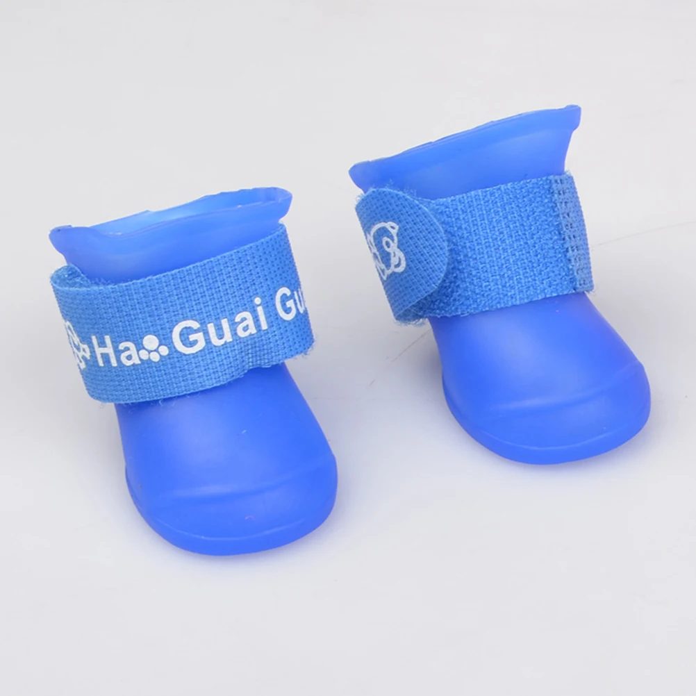 

Little Pet Dog Puppy Anti-slip Rain Snow Boots Candy Colors Rubber Waterproof Boots Shoes - Size L (Blue)