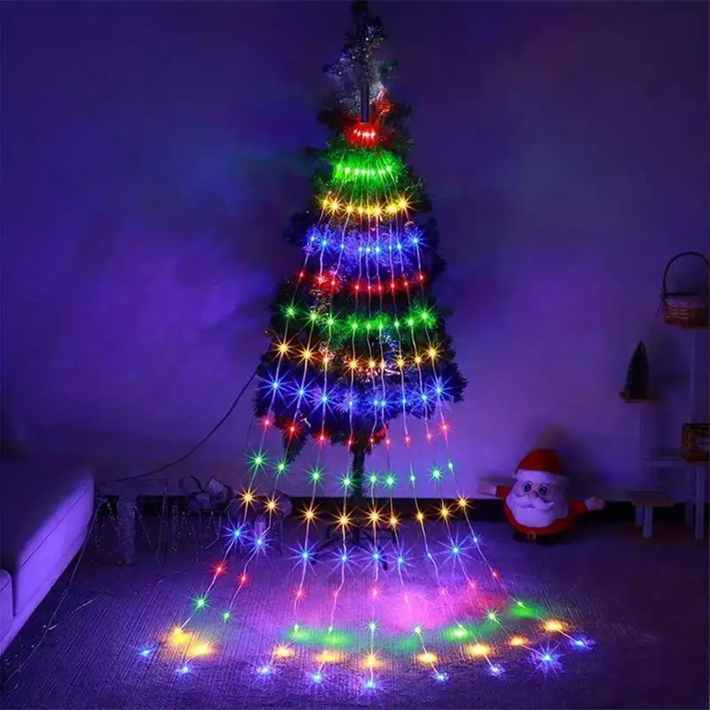 Waterfall Lights Outdoor 6.56Ft 9 Strands Waterfall LED Lights IP44 Waterproof Twinkle Lights Christmas Tree Waterfall Tree