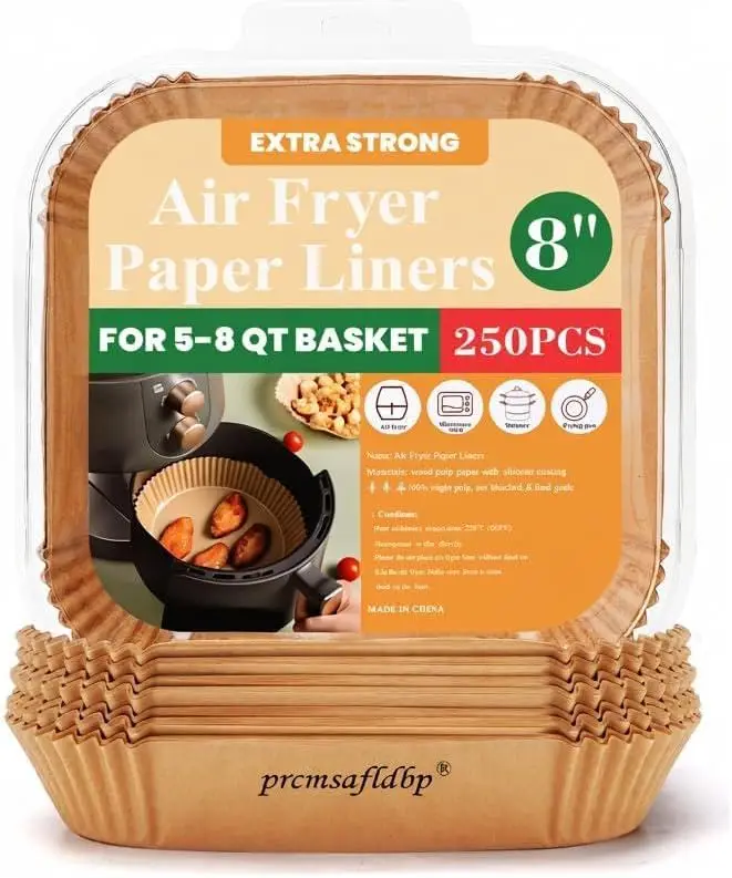 

250 Pack 8 Inch Square Disposable Air Fryer Liners Thickened Heat Resistant up to 450°F for 5 to 8 Qt