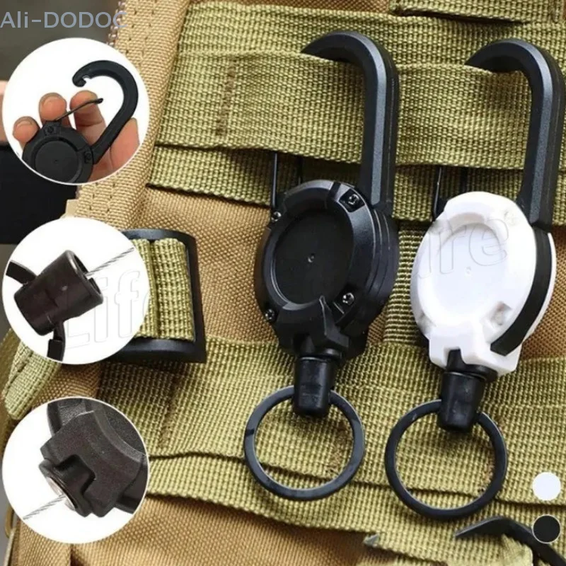 New Outdoor Automatic Retractable Wire Rope Luya Anti-theft Tactical Keychain Telescopic Keychain Retractable Hook Tool