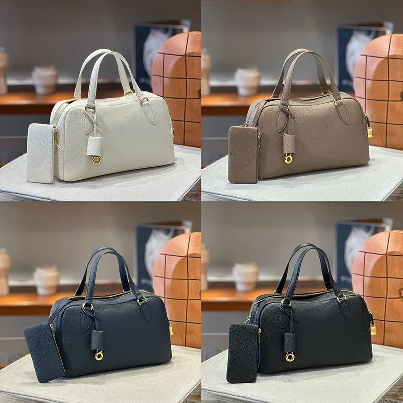 

Высококачественная кожаная сумка для боулинга Boston, женская сумка большой вместимости с золотой пряжкой, сумка для фитнеса, дорожная сумка, повседневная