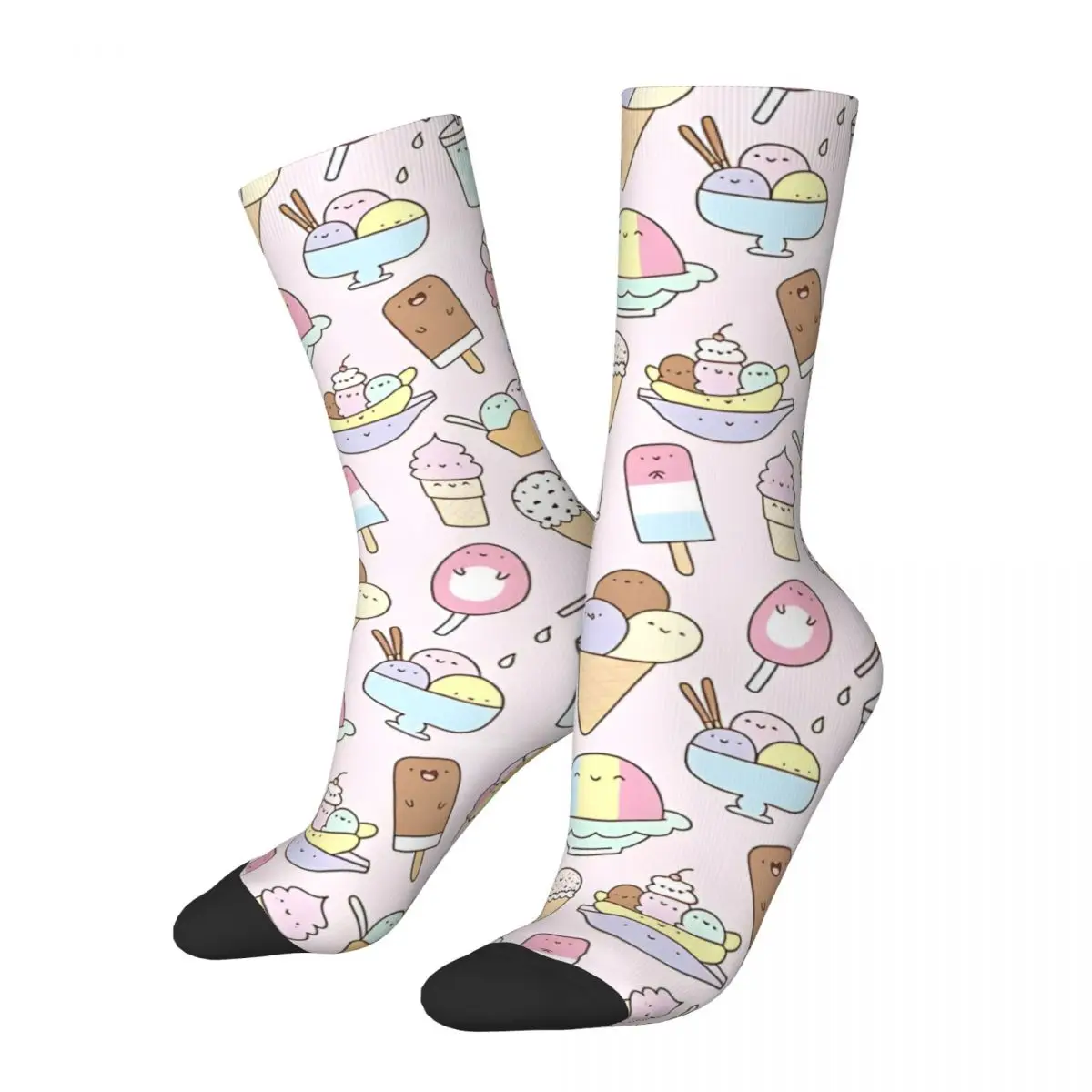 I Love Ice Cream Men's Socks Retro Harajuku Street Style Novelty Casual Crew Sock