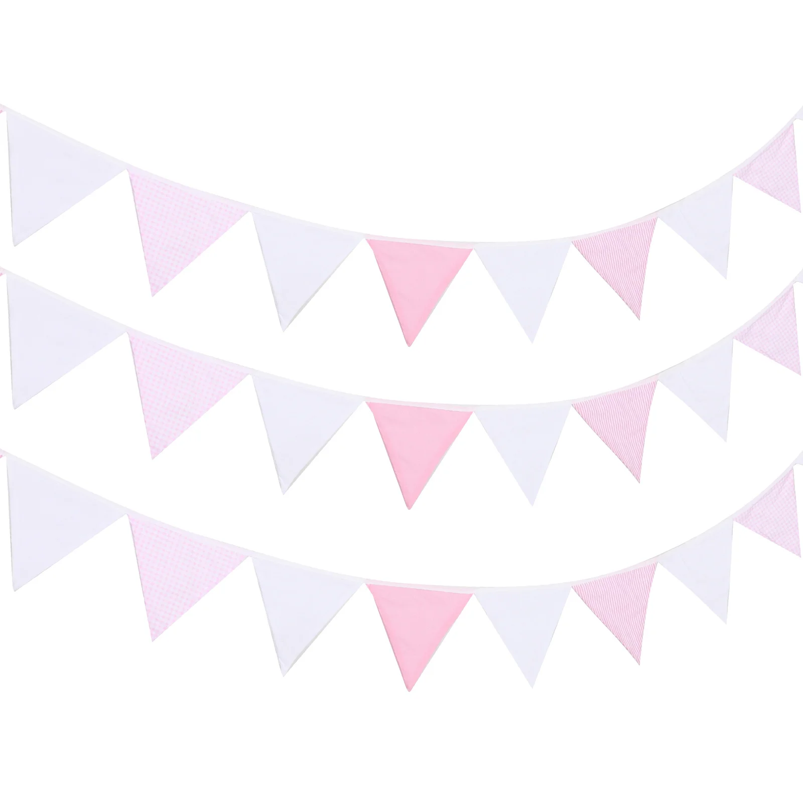 

1Pcs Cotton Triangle Flags Hanging Bunting Banner Washable Reusable Colorful Decoration for Birthday Wedding Festivals Events