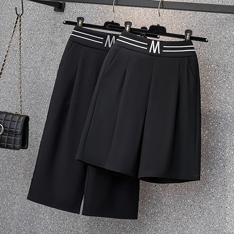 

Summer New Style Women's Ice Silk Printed Five-Point Pants Thin Wide Leg Short Shorts Loose Casual Seven-Point Pants Trendy