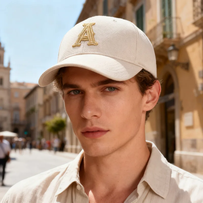 A Letter Embroidered Baseball Cap Men Korean Hard Top Stylish Duckbill Cap Spring Autumn New Leisure Outdoor Sunshade Hat