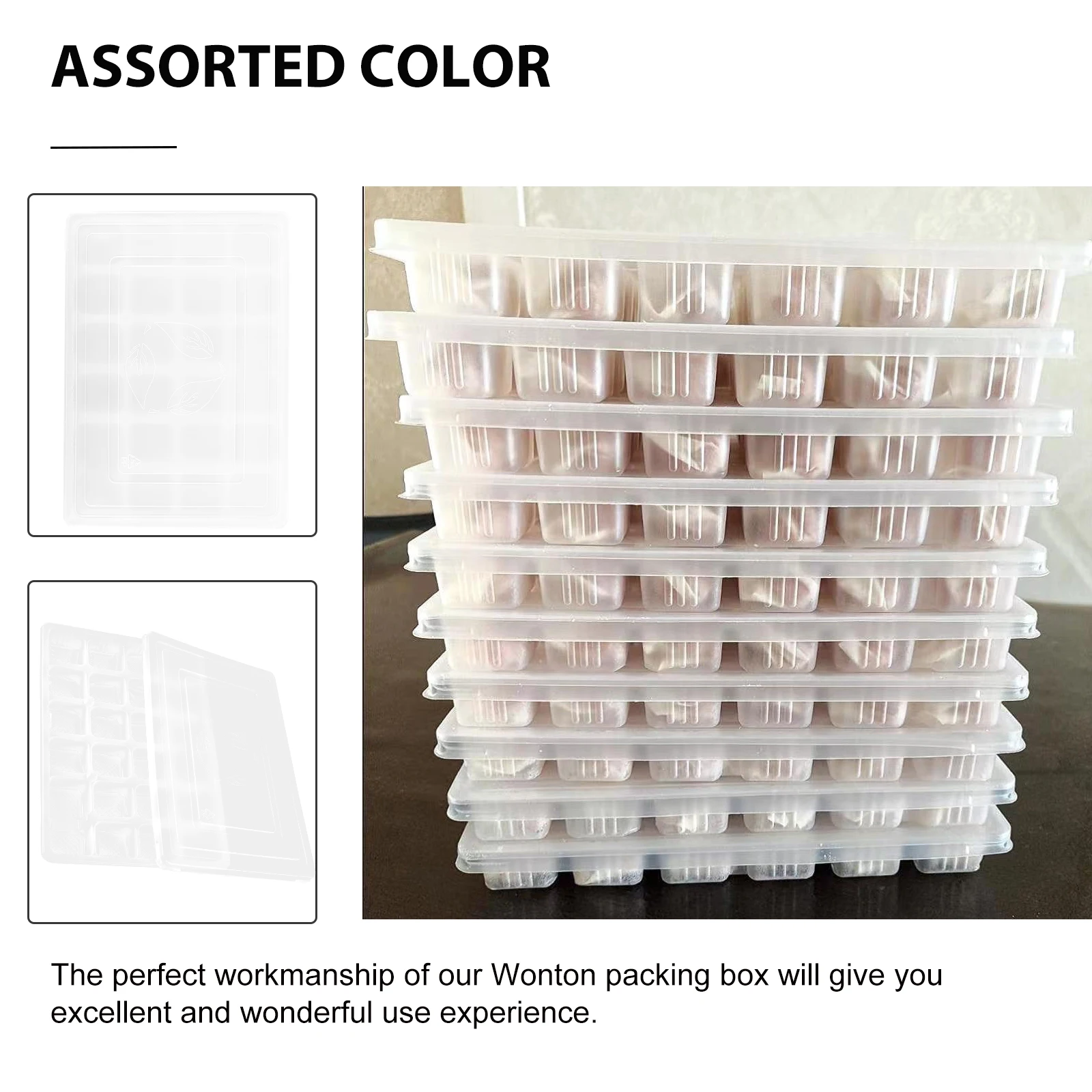 

10 Set Dumpling Box Food Containers with Lids Plastic Trays Storage Fresh for Dumplings Plate Freezer Organize Pp